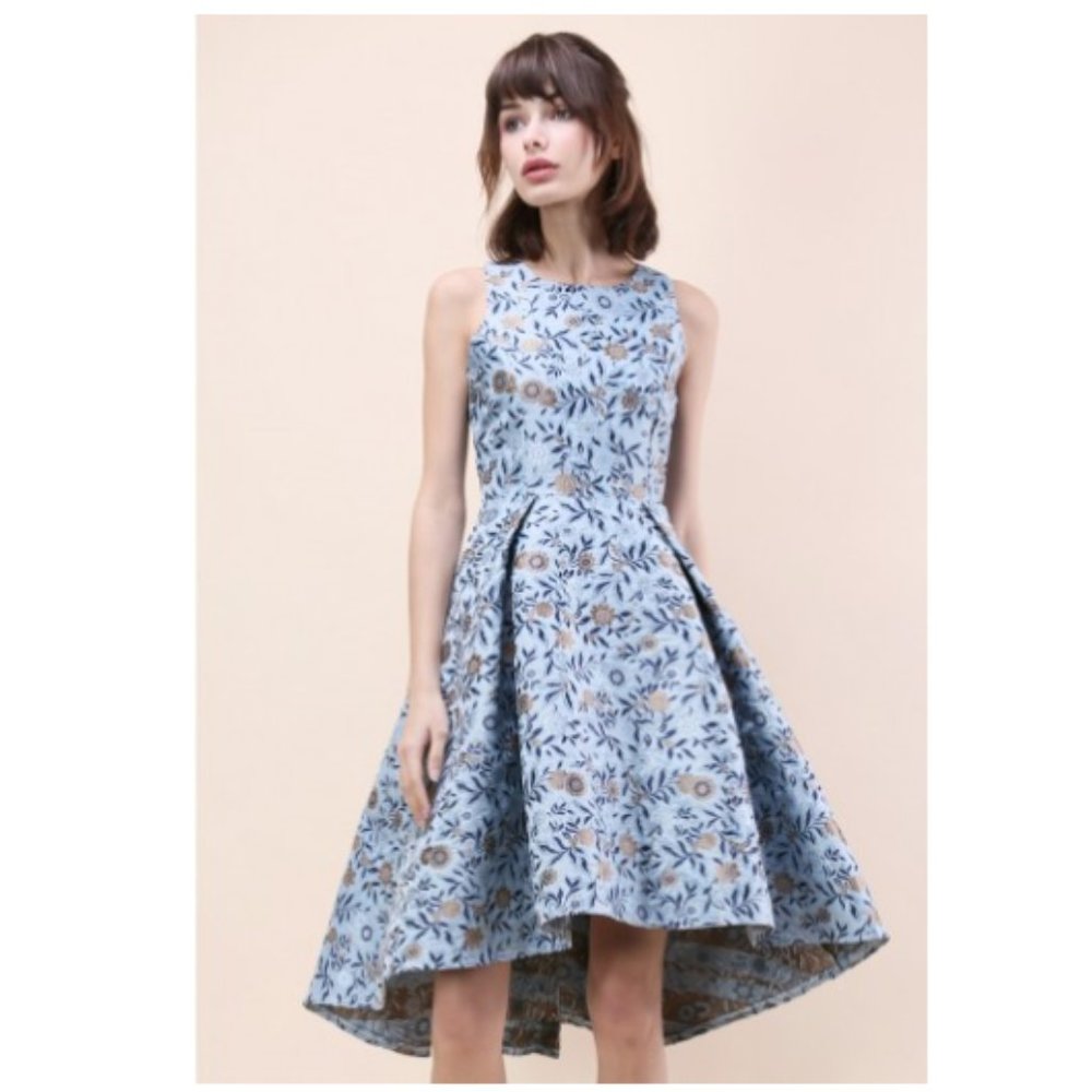 ChicWish Florets Splendor Jacquard Waterfall Dress